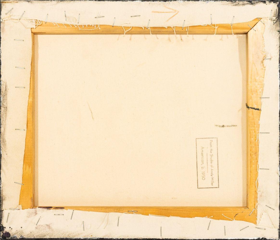 Andy Miller (estadounidense, n. 1950), Composición abstracta, Óleo sobre lienzo, detalles de empaste, marrón cálido con matices rojos, sin firmar, sello del estudio del artista en el reverso, sin enmarcar. 12,25