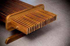 "Andy" Modernist Style Center Table, Made of Wood 'Freijó' and Stone Details