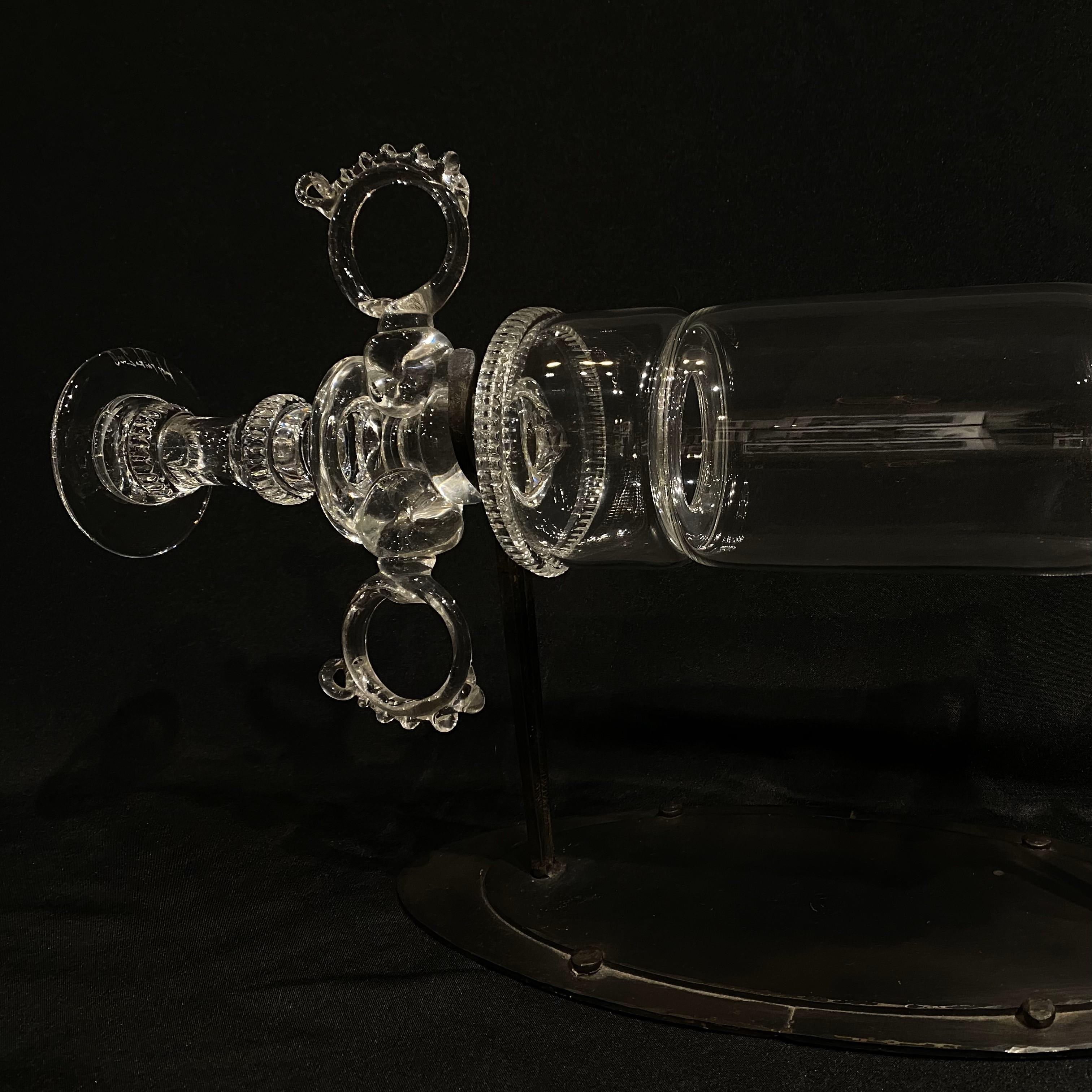 Modern Andy Paiko Hand Blown Glass Syringe on Metal Stand For Sale