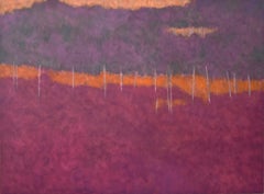 Bass Orange (landscape, abstract, vibrant red, orange & purple, trees)