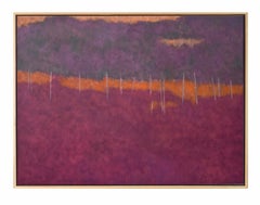 Bass Orange (landscape, abstract, vibrant red, orange 
purple, trees)