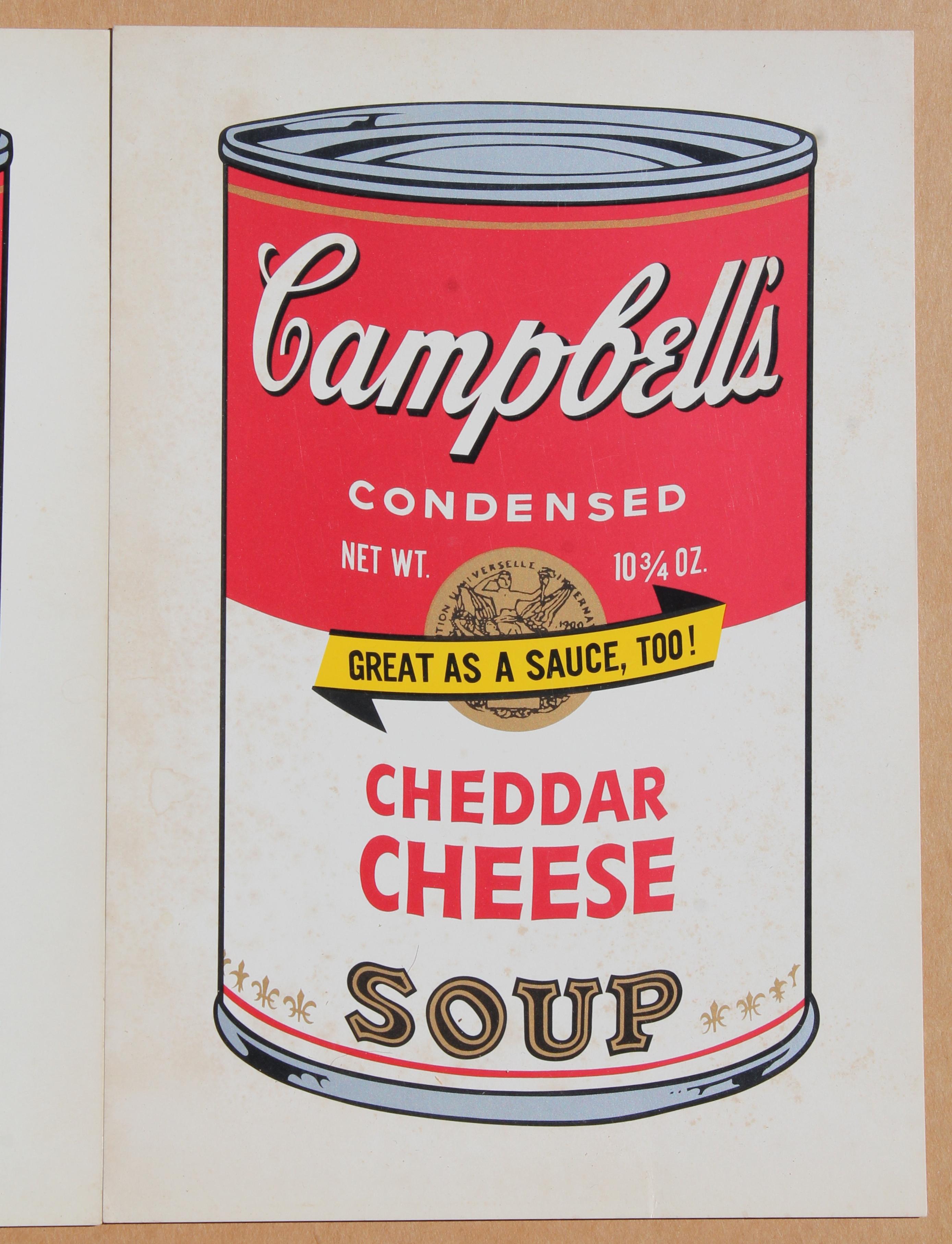 Hand-Crafted Andy Warhol 3 Campbell's Soup Cans Announcements Castelli-Whitney