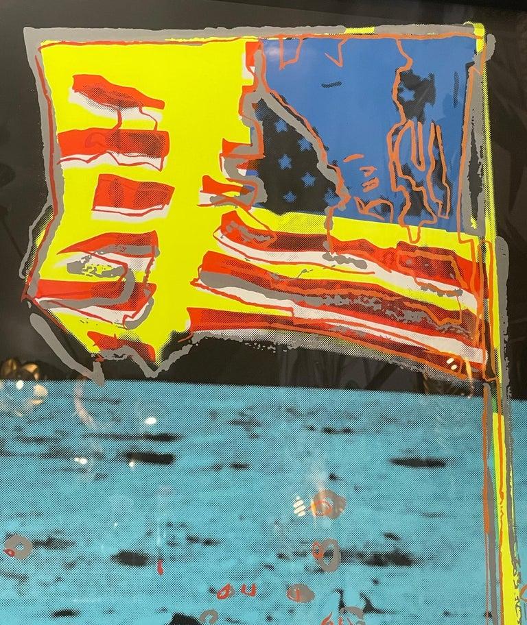 Andy Warhol (Nachdem), Moonwalk,  Sunday B. Morgend. Siebdruck aus Seide, 38 x 38 im Zustand „Hervorragend“ im Angebot in West Hollywood, CA