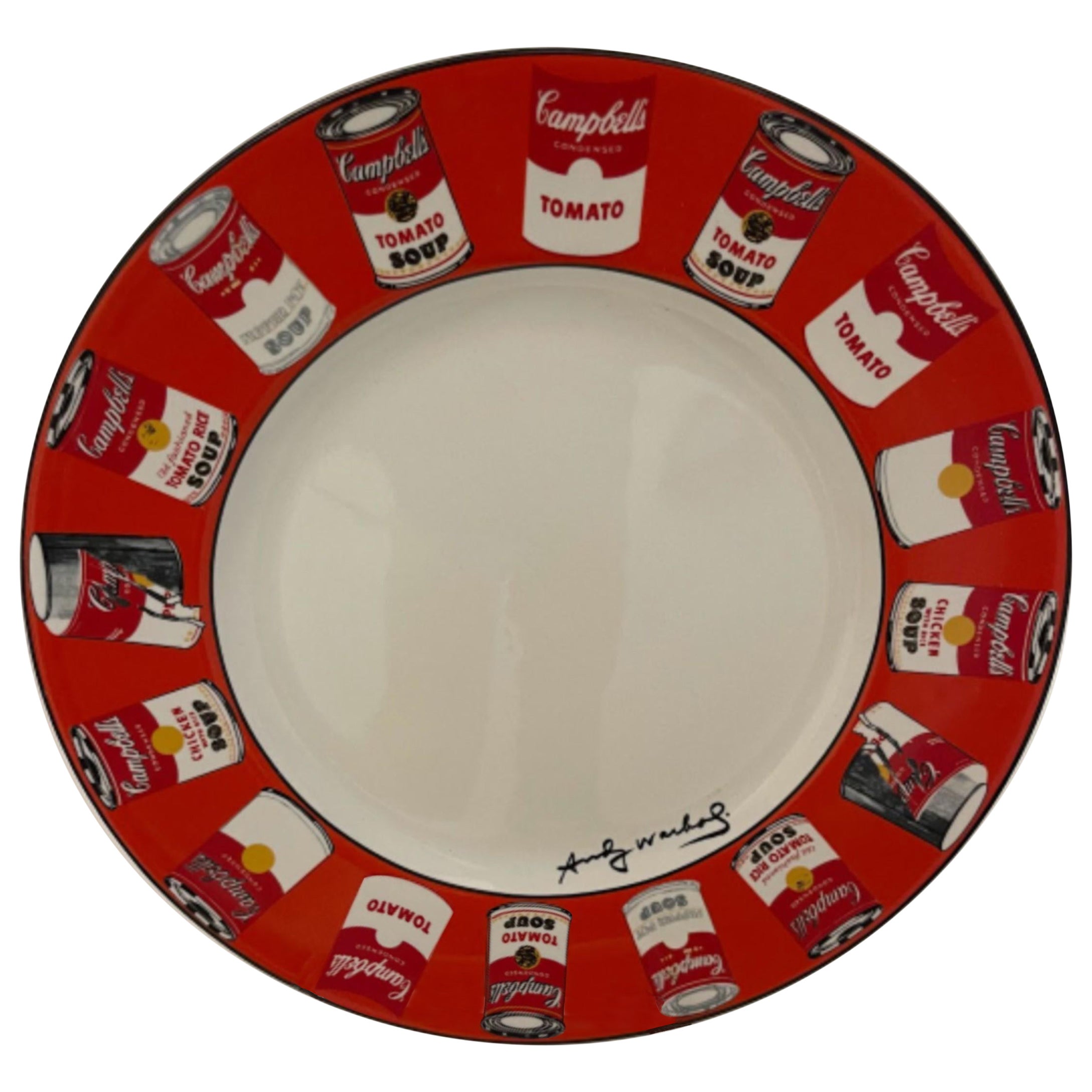 Andy Warhol American Modern Red Rim Campbell
s Soup Can Pattern Dinner Plates