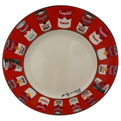 Andy Warhol American Modern Red Rim Campbell
s Soup Can Pattern Dinner Plates