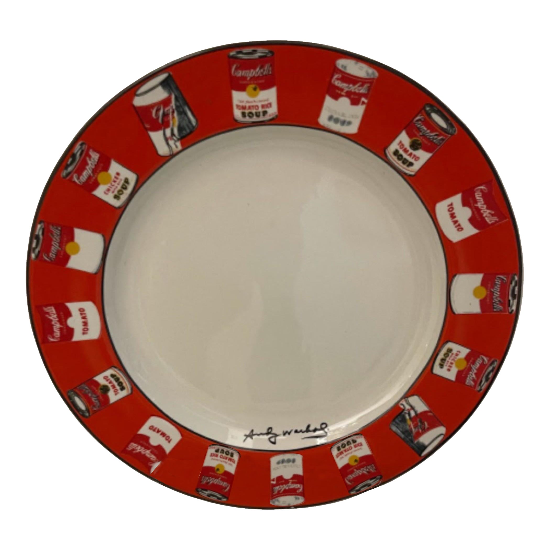 Andy Warhol American Modern Red Rim Campbell
s Soup Can Pattern Salad Plates
