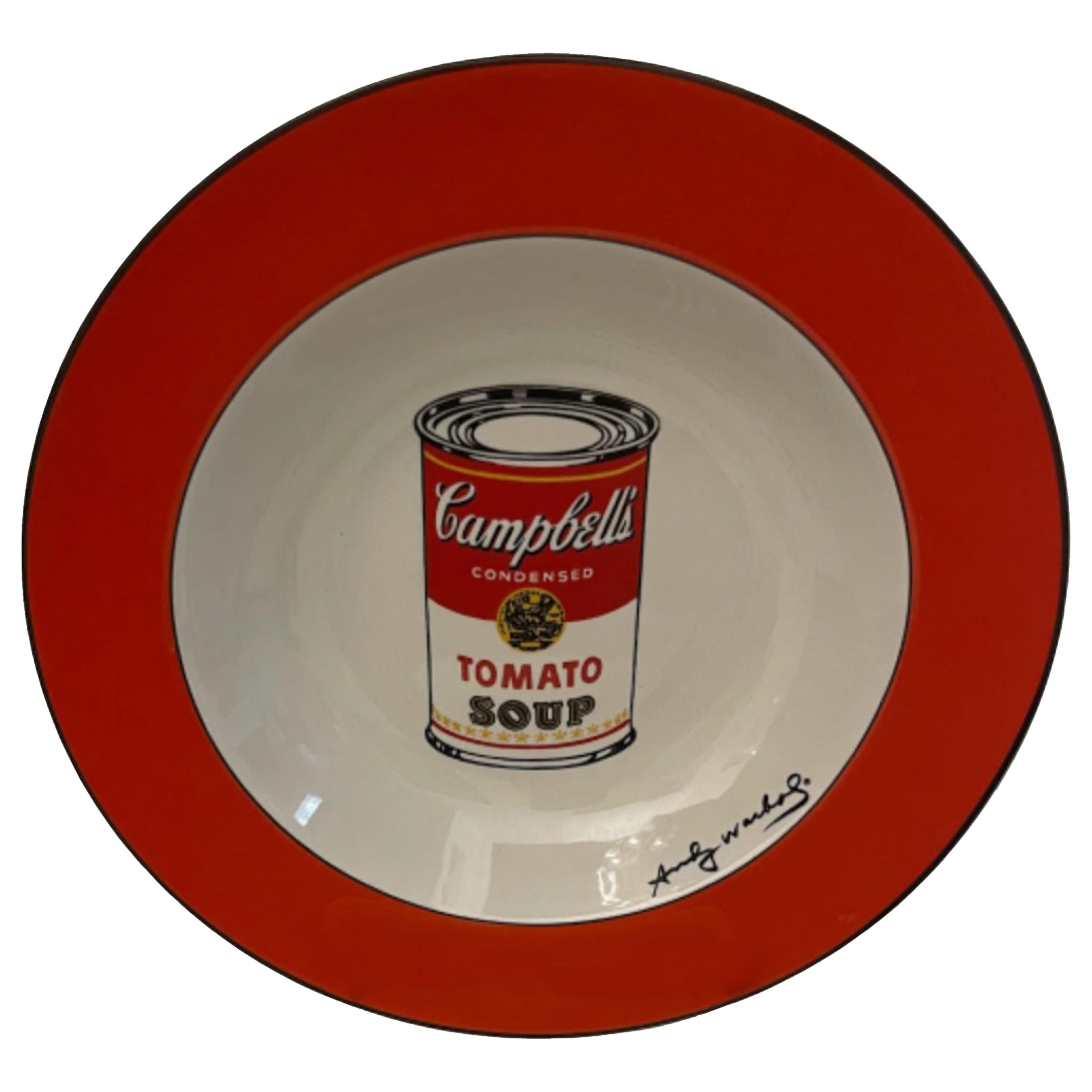 Andy Warhol American Modern Red Rim Campbell
s Soup Can Pattern Soup Bowl