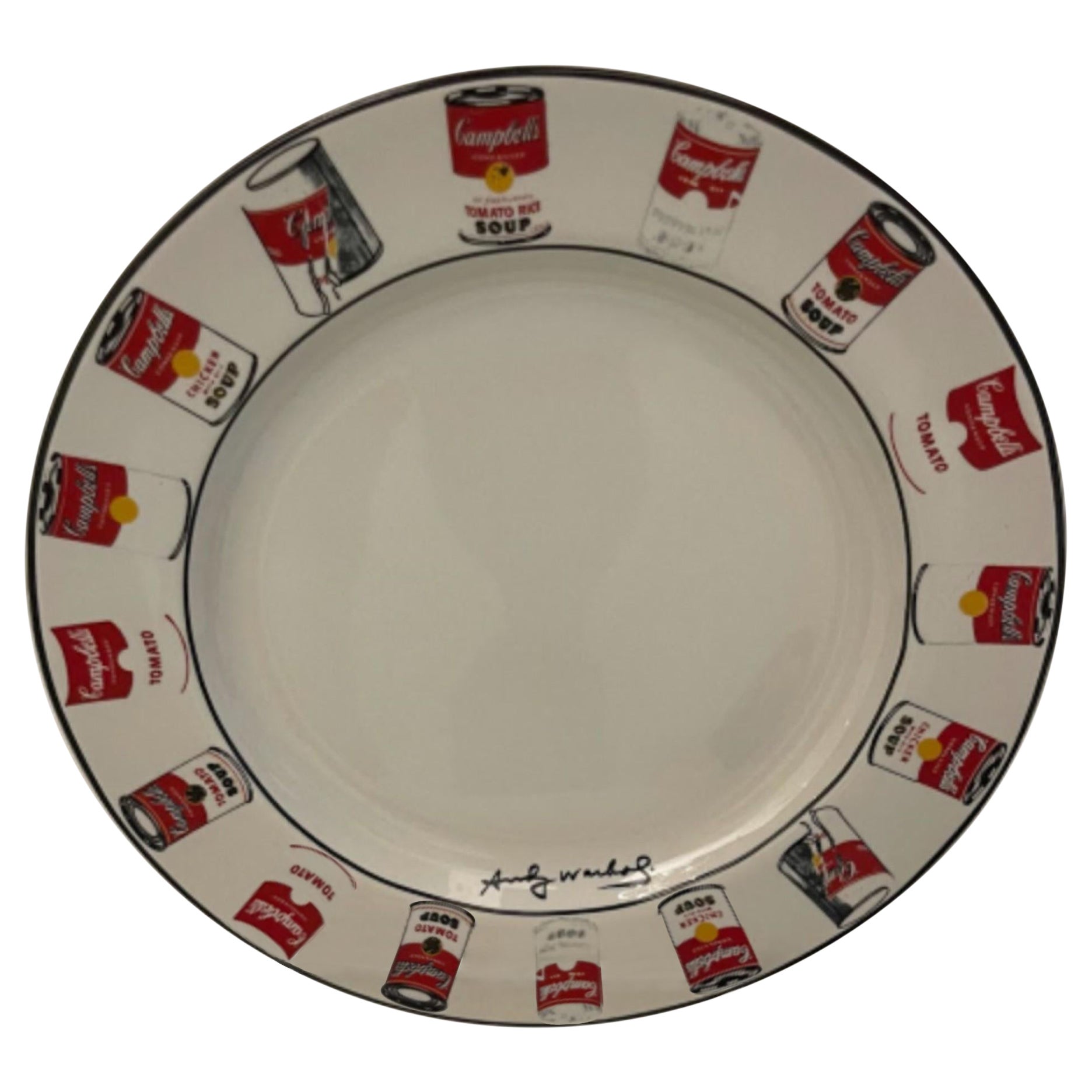 Andy Warhol American Modern White Rim Campbell
s Soup Can Pattern Salad Plates