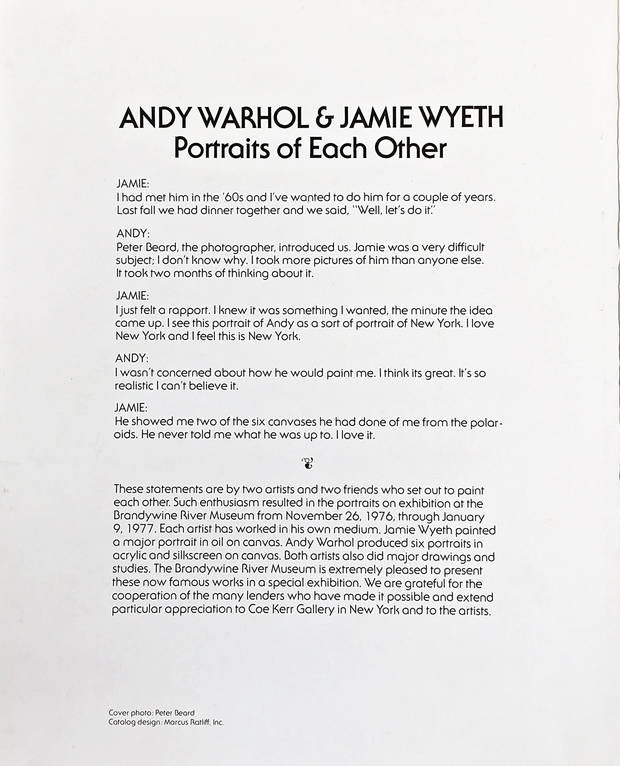 Andy Warhol & Jamie Wyeth: Portraits of Each Other (Hand Signed by both artists) For Sale 1