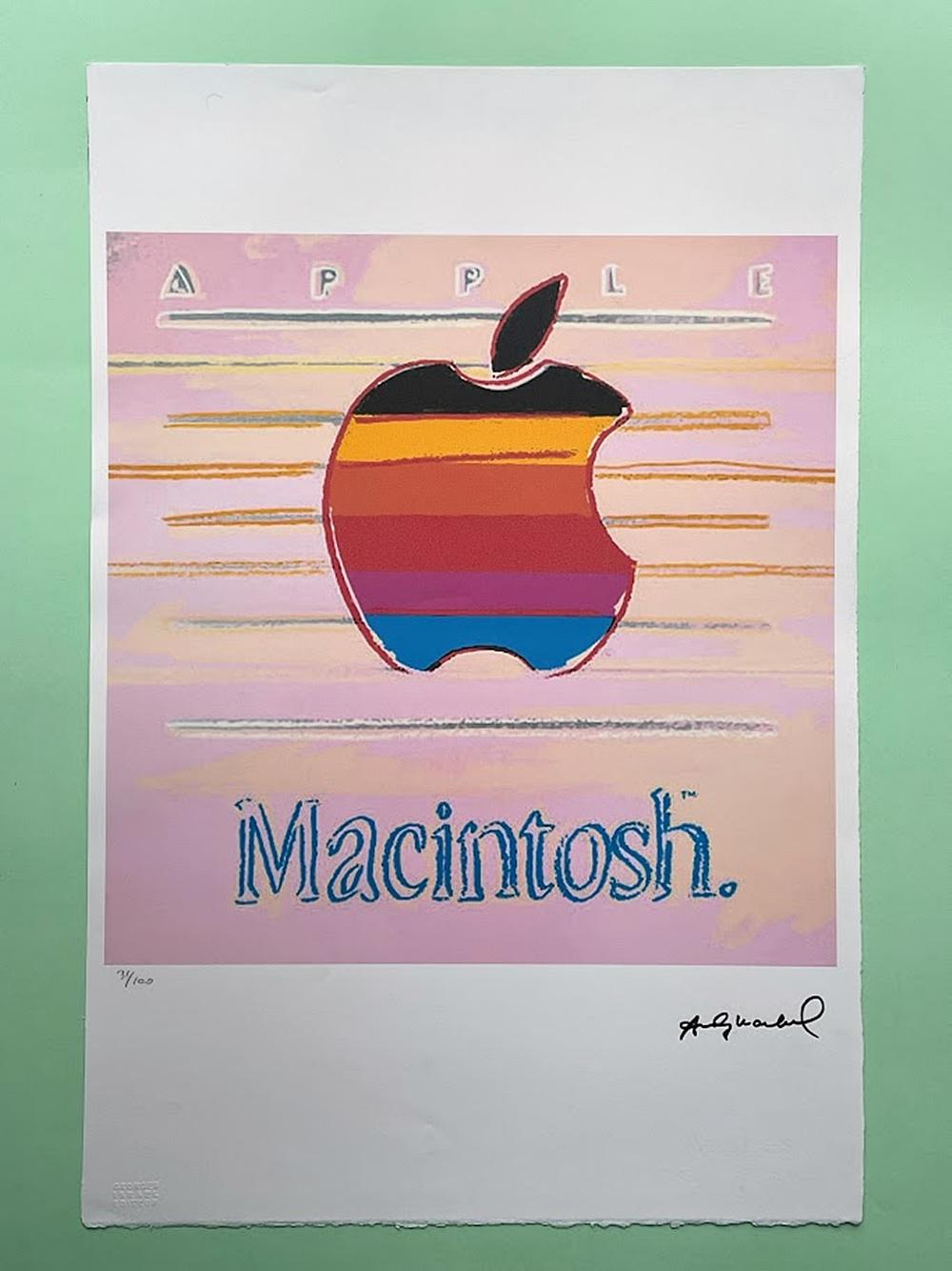 Discover the iconic Andy Warhol Macintosh lithograph, exclusively produced by the prestigious Leo Castelli Gallery. Limited to an edition of 31/100, this piece has been expertly printed on Arches paper and is hand-numbered by the artist himself for
