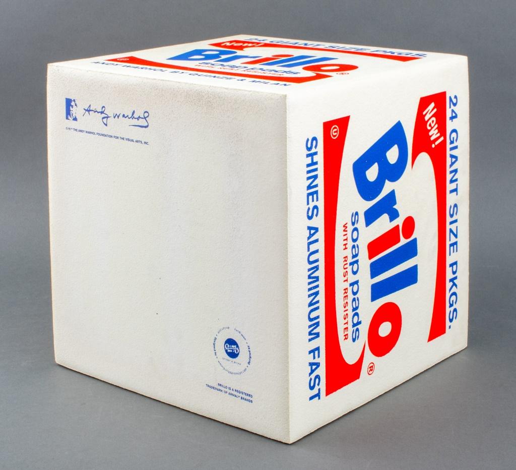 Contemporary Andy Warhol Brillo Box Pouf, White