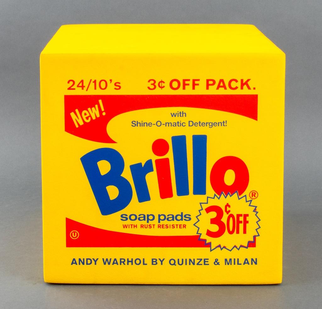 Andy Warhol Brillo Box Pouf by Quinze & Milan, 2013, transfer printed foam rubber, marked on bottom. 16