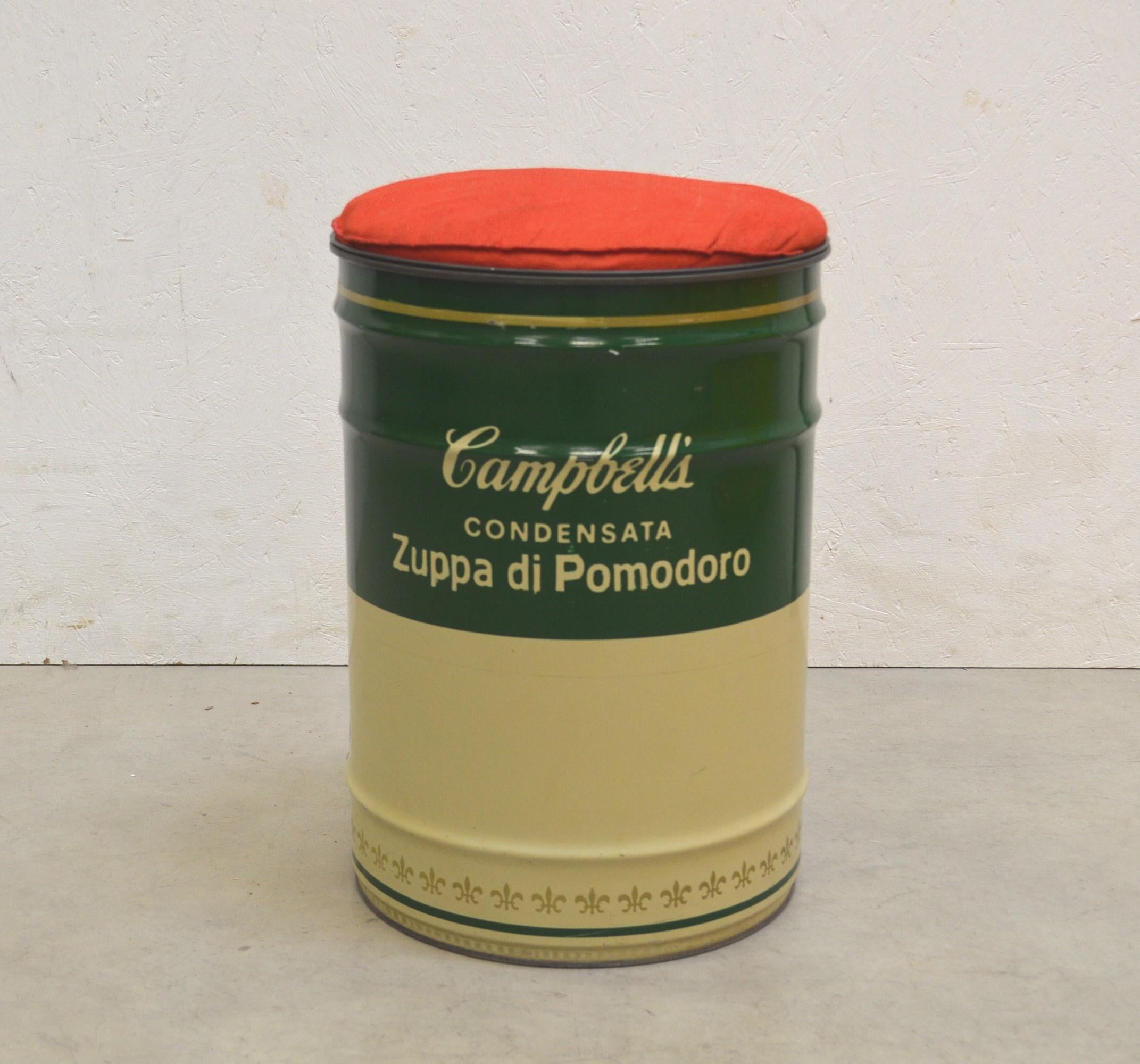 Italian Andy Warhol Campbell Soup Can Stool by Dino Gavina for Studio Simon, 1970s