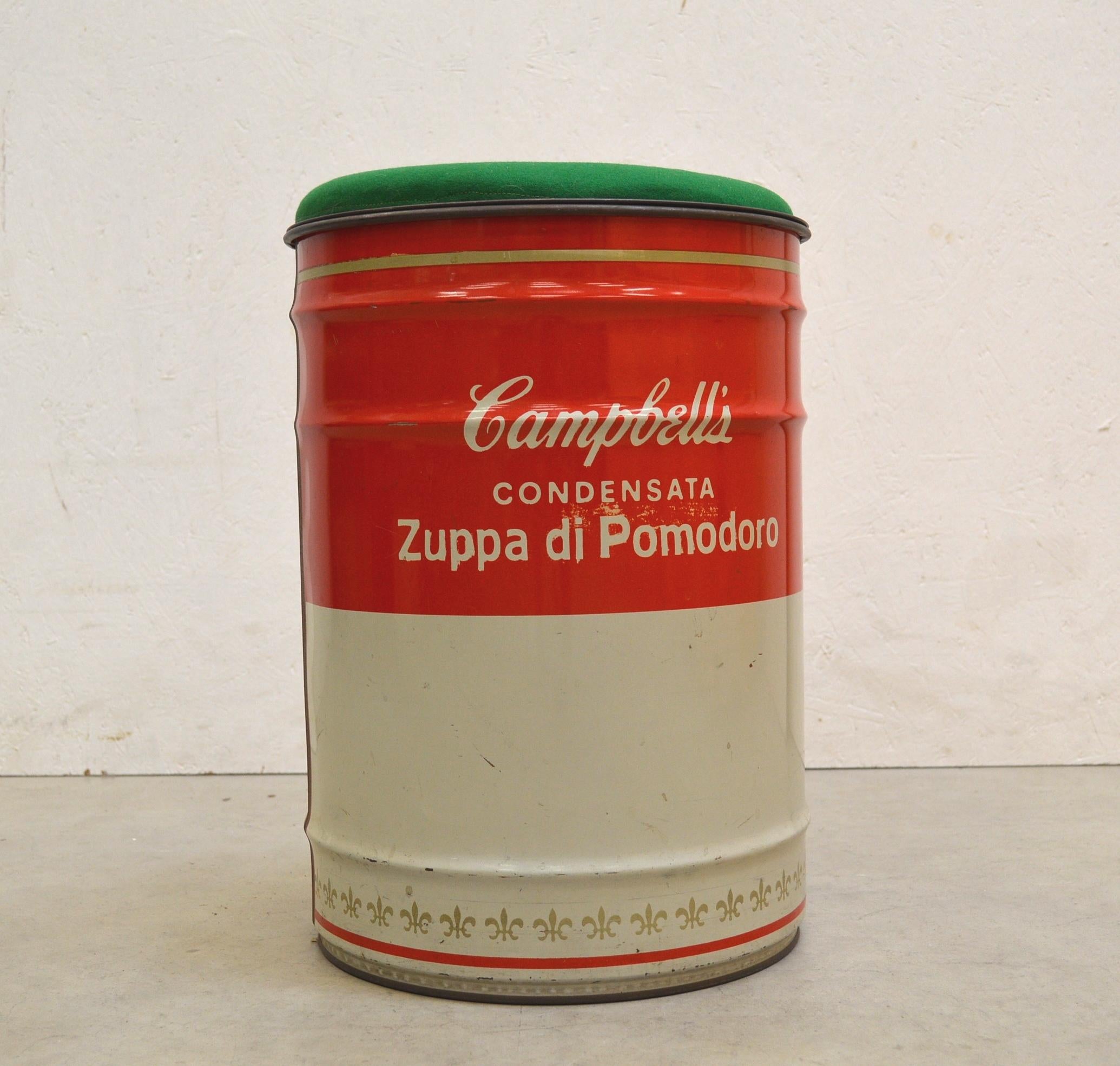 Italian Andy Warhol Campbell Soup Can Stool by Dino Gavina for Studio Simon 1970s