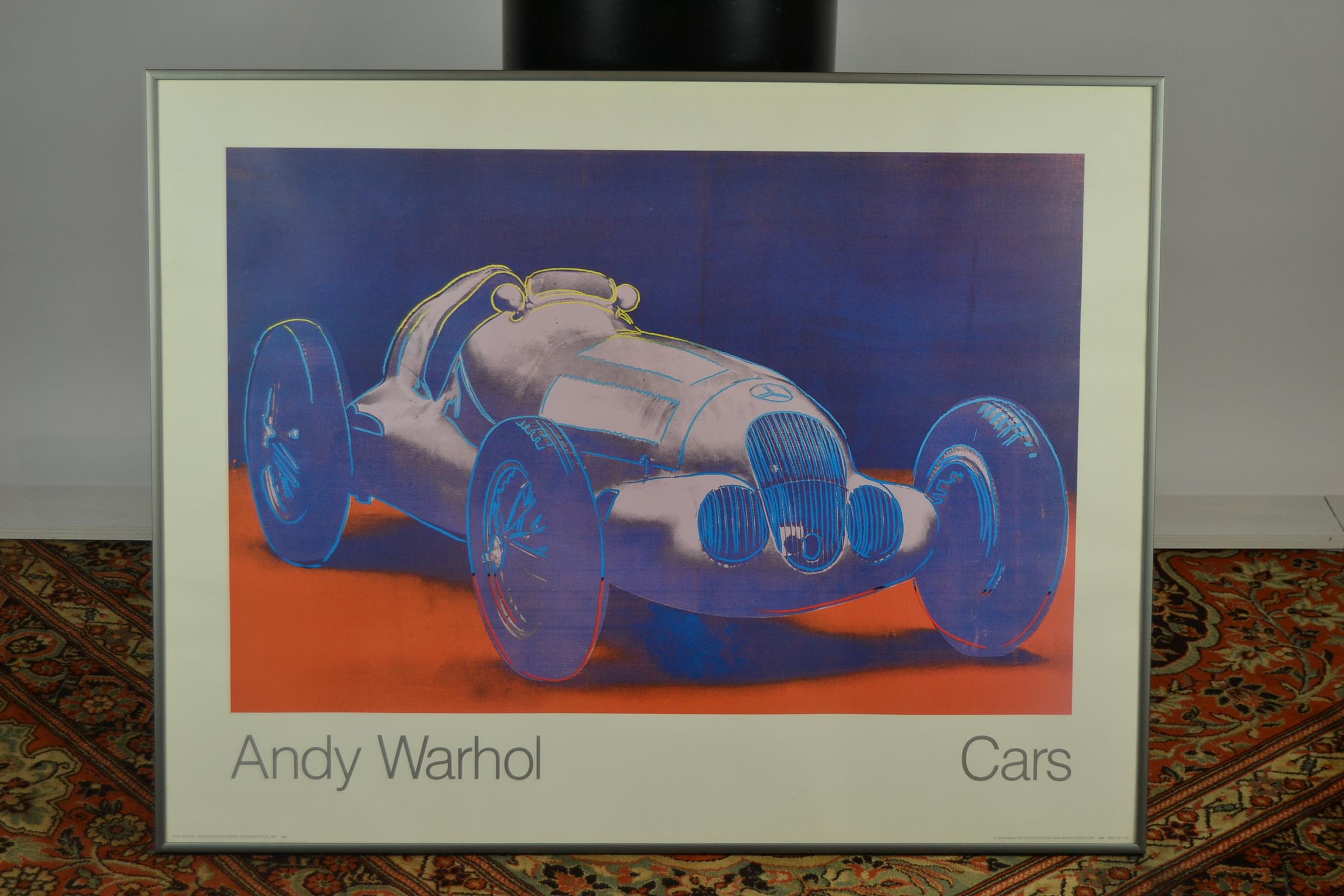 A vintage Pop Art print featuring a
Mercedes-Benz W125 Grand Prix Racing Car from 1937.
Andy Warhol Mercedes- Benz formel - rennwagen W125, 1937-1986.

Cars is a series of artworks by the American artist Andy Warhol,
commissioned by Mercedes-Benz in