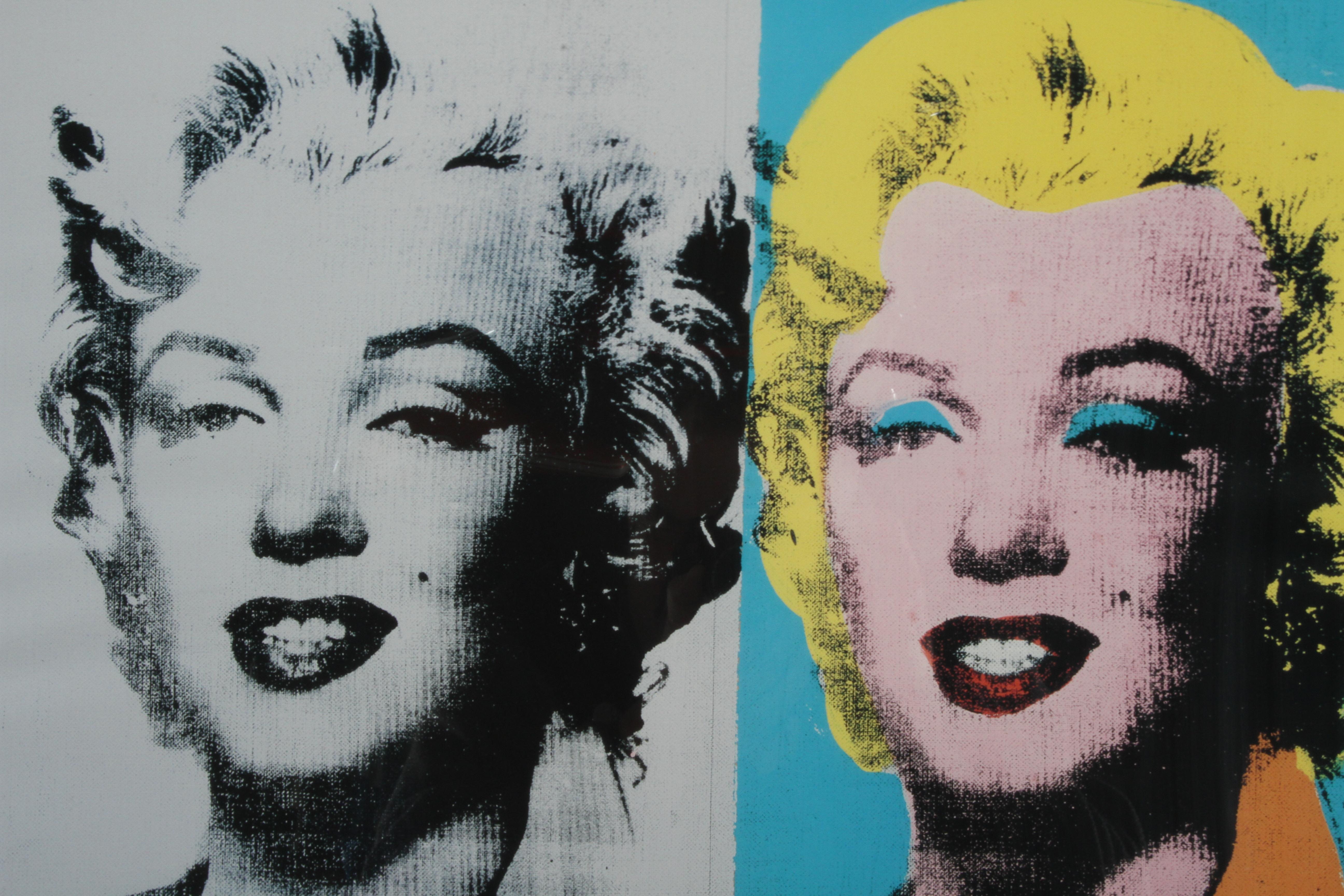 Rare affiche du Double Marilyn Monroe 1962 d'Andy Warhol pour la Greenberg Gallery, vers les années 1980. Le célèbre galeriste Ronald Greenberg a créé sa galerie au début des années 1970, après avoir repris l'ancienne Joseph A. Helman Gallery à St.