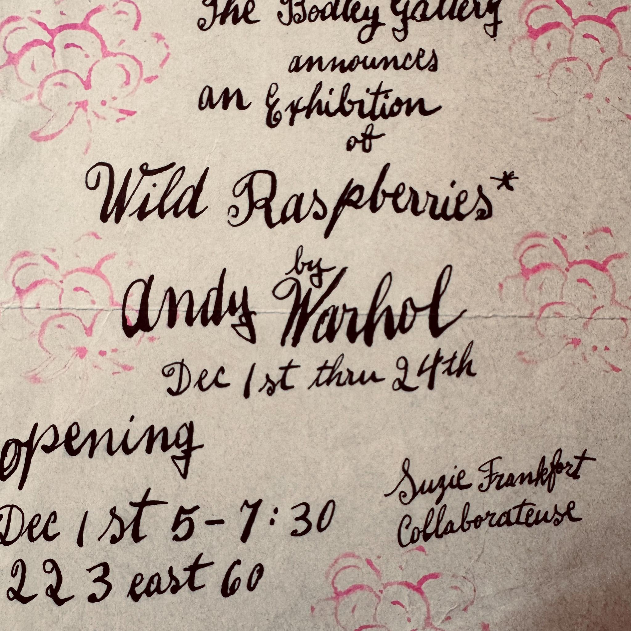 Andy Warhol Exhibition Announcement Card for Wild Raspberries Moderno de mediados de siglo en venta