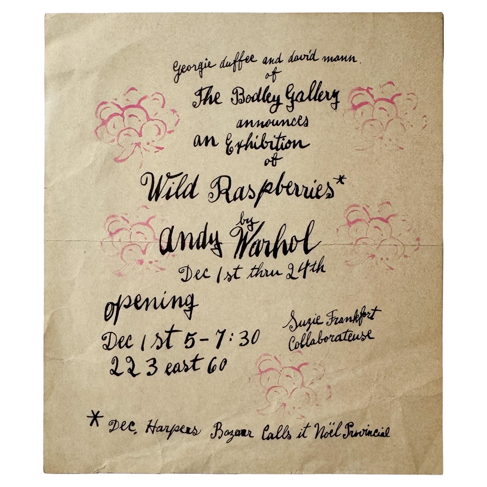 Andy Warhol Exhibition Announcement Card for Wild Raspberries en venta