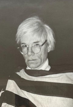Andy Warhol in American Flag By Christopher Makos