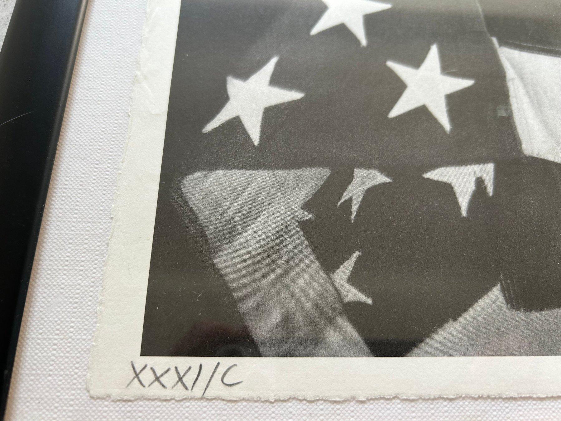 Late 20th Century Andy Warhol in American Flag By Christopher Makos For Sale