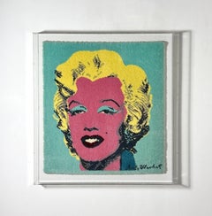 Andy Warhol Marilyn Monroe Ege Art Rug Wall Hanging in Lucite Shadowbox Frame