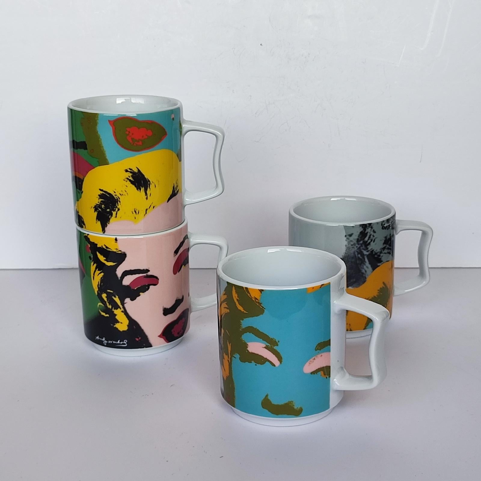 German Andy Warhol Marilyn Monroe Rosenthal Studio Line Stacking Mug Set, FREE SHIPPING