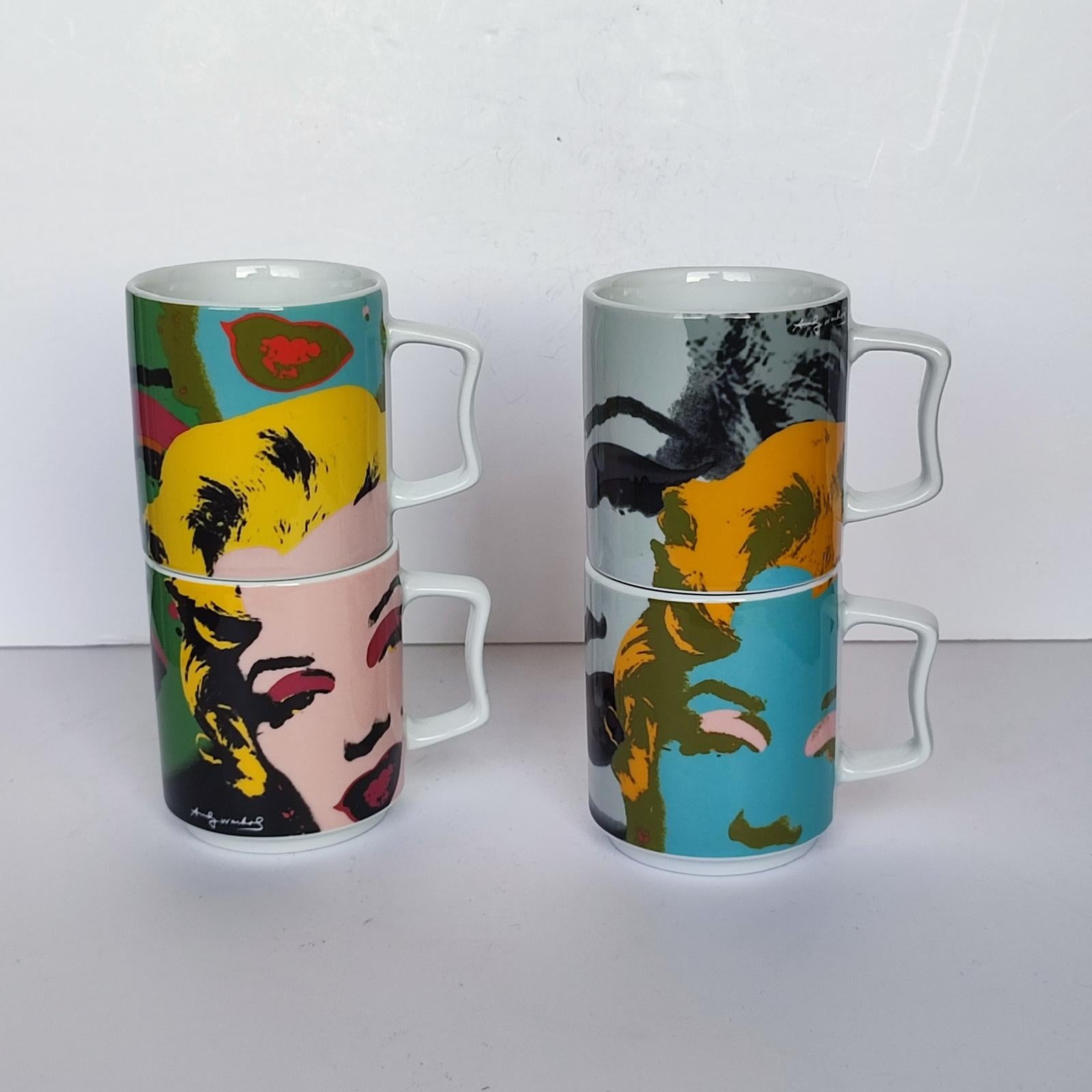 Andy Warhol Marilyn Monroe Rosenthal Studio Line Stacking Mug Set, FREE SHIPPING In Excellent Condition In Bochum, NRW
