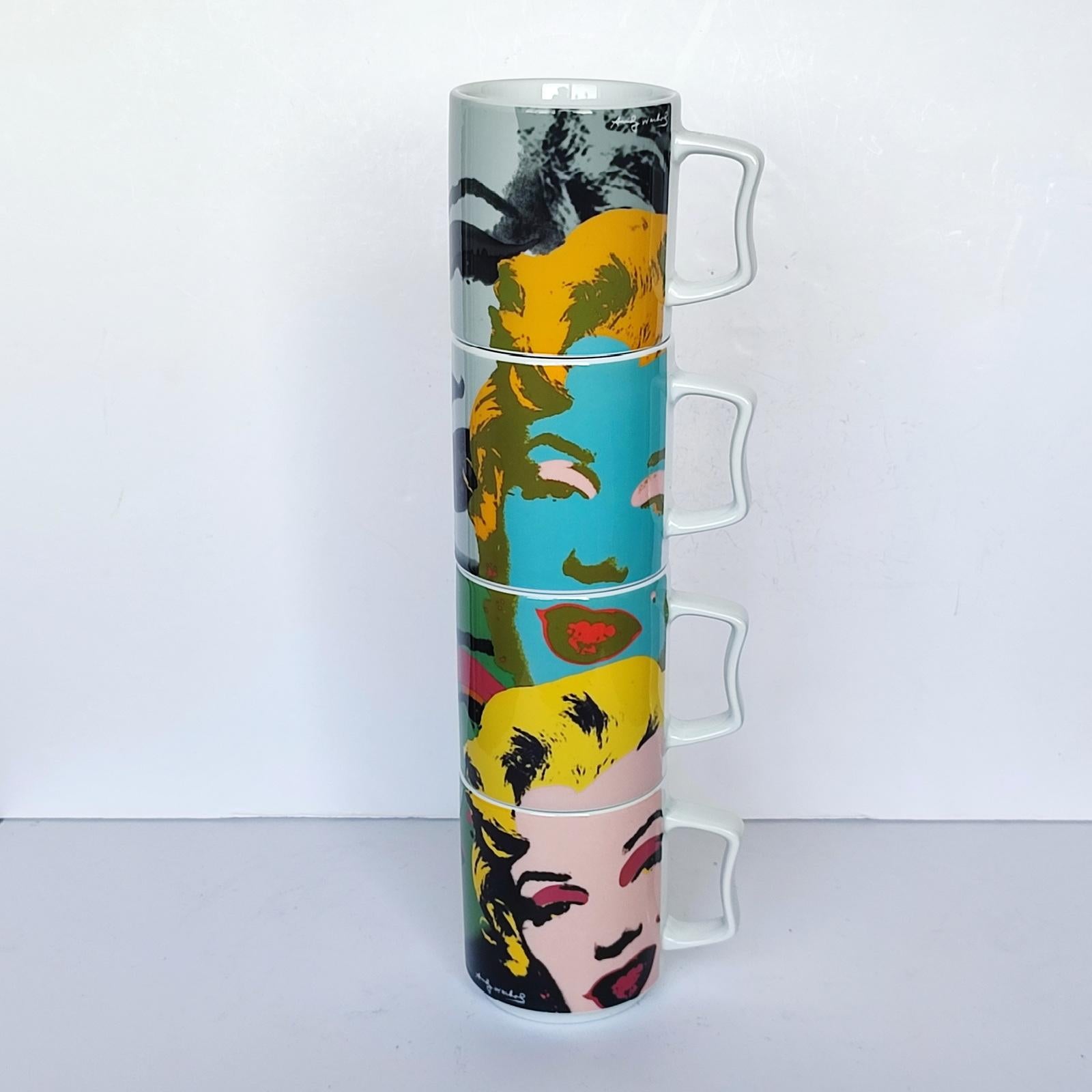 Contemporary Andy Warhol Marilyn Monroe Rosenthal Studio Line Stacking Mug Set, FREE SHIPPING