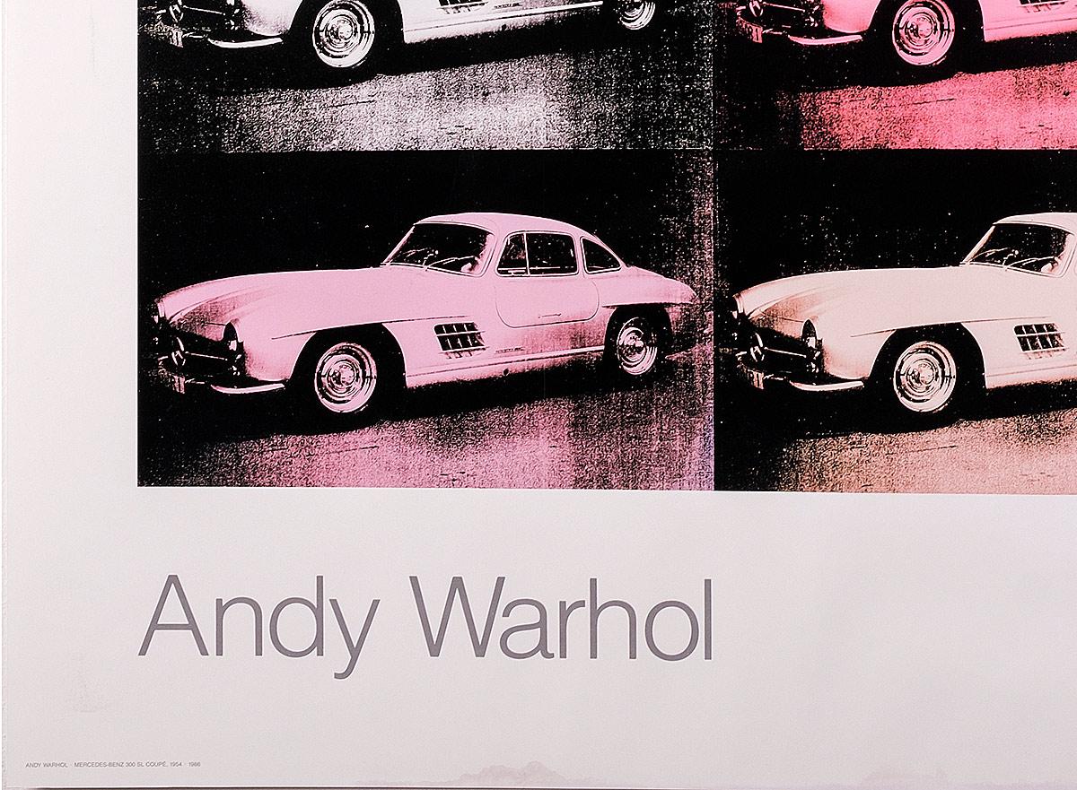 Andy Warhol Cars - Mercedes-Benz 300 SL Coupe, poster by Aschenbach Art Edition commissioned by Galerie Hans Mayer, Dusseldorf, 1988.