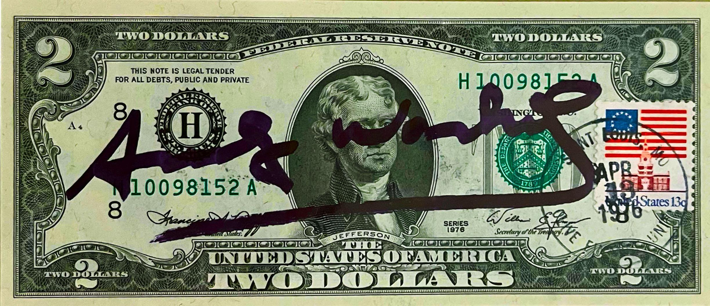 2 Dollars banknote - Mixed Media Art by Andy Warhol