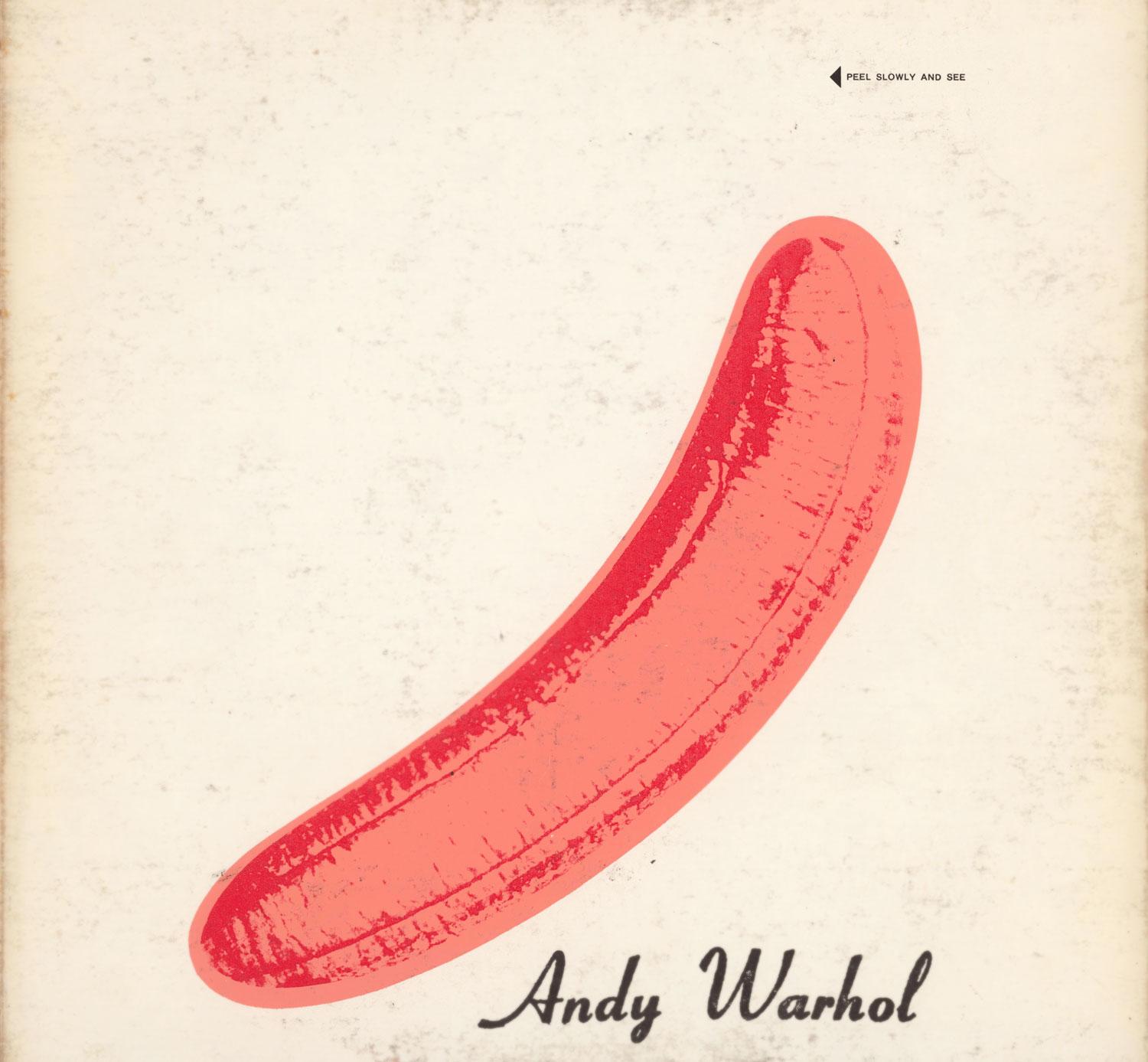 Andy Warhol Banana Cover Art 1967 :
The Velvet Underground & Nico : le très recherché pressage du début de l'année 1967 sur la côte Est, qui comporte uniquement une banane pelée (couverture uniquement). Il s'agit d'une œuvre d'art murale