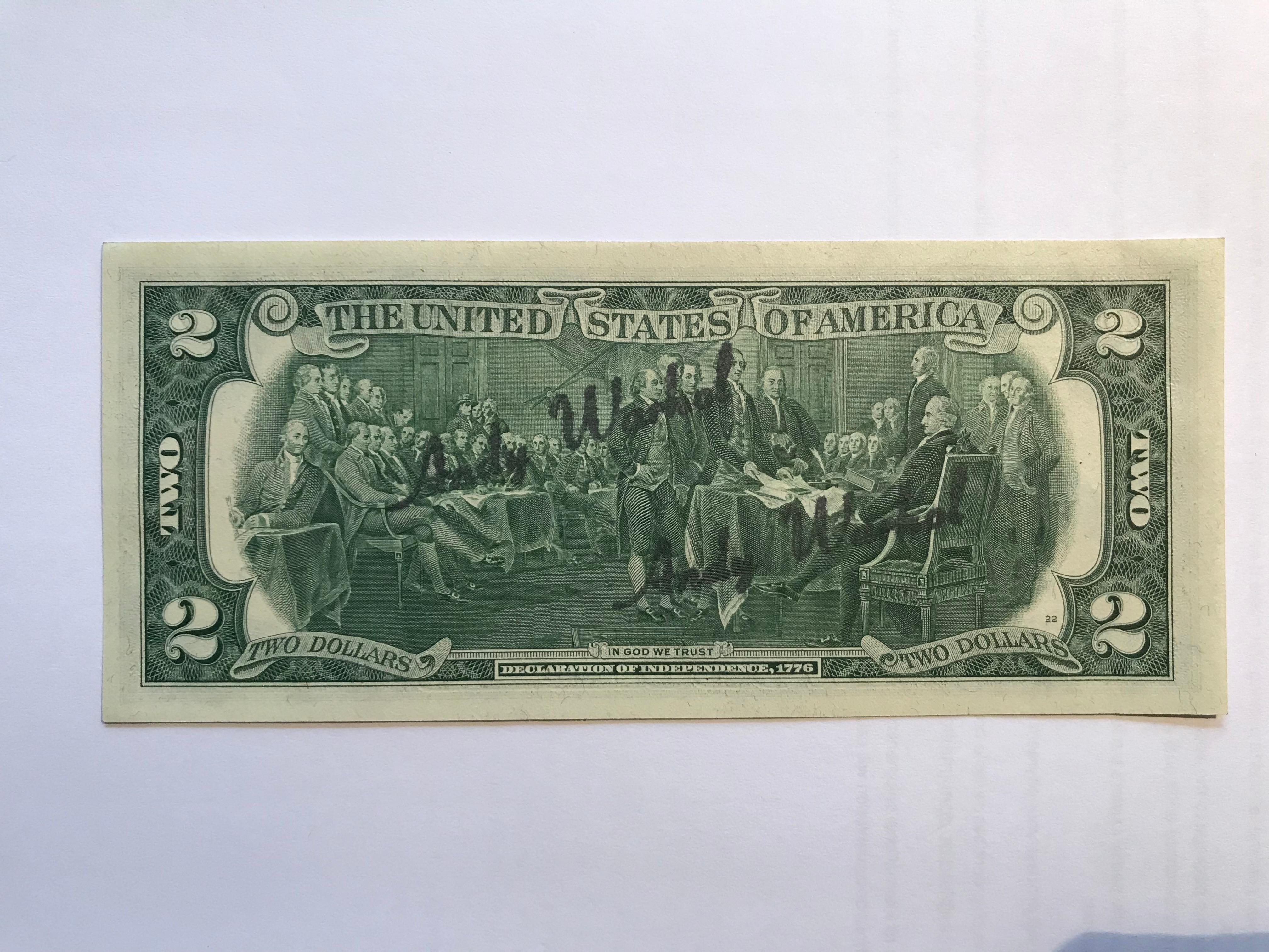 Handsignierter 2 USD Dollar von Warhol . 1976 1