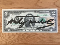 Vintage Andy warhol hand signed 2 USD dollar . 1976