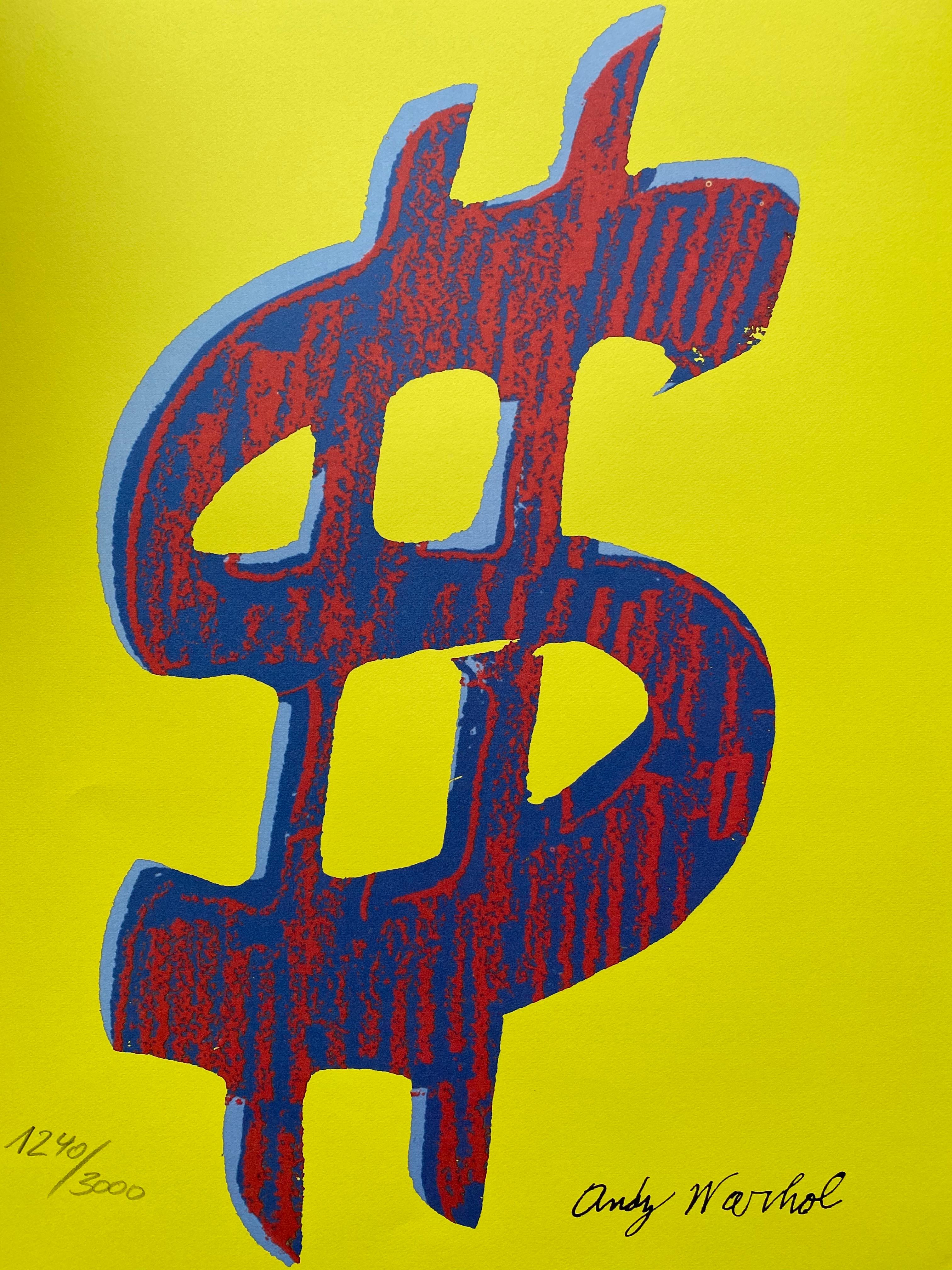 Granolithography Andy warhol "Red Dollar / yellow" - Mixed Media Art by Andy Warhol
