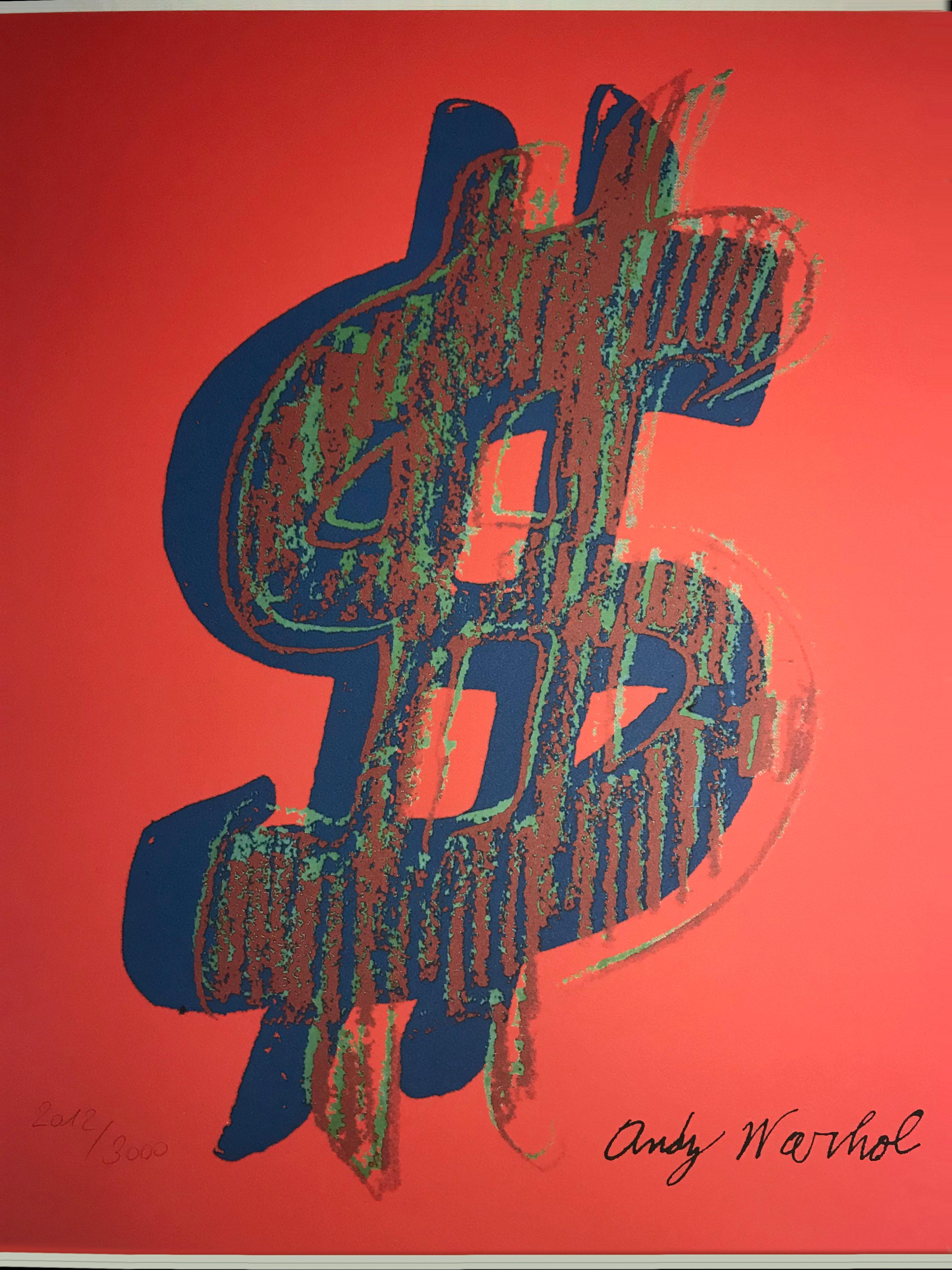 Granolithography Dollar sign in red Andy warhol 1986 - Mixed Media Art by Andy Warhol