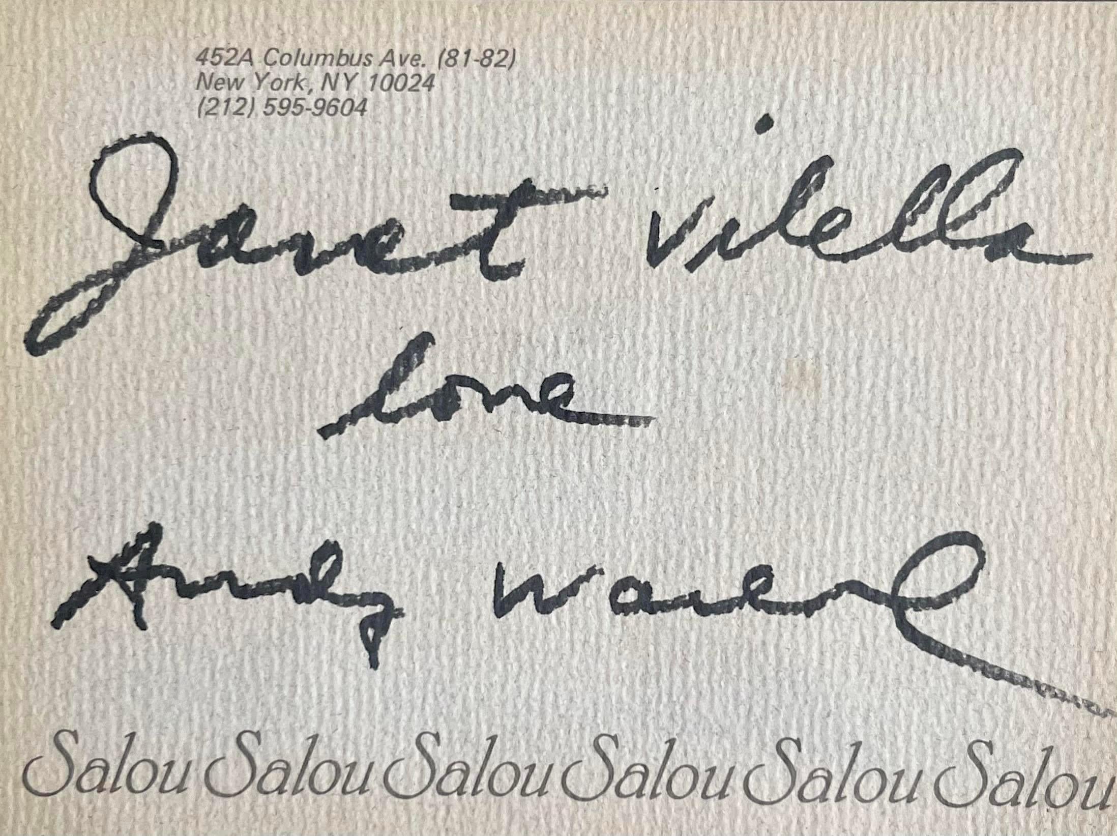 Love, Andy Warhol (carte unique signée à la main, inscrite et encadrée avec un ruban)  en vente 2