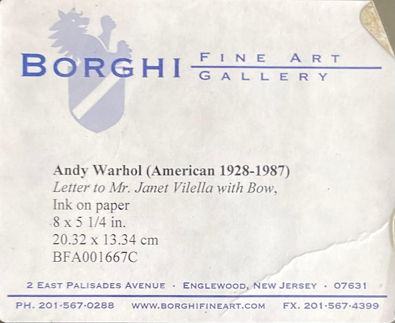 Love, Andy Warhol (carte unique signée à la main, inscrite et encadrée avec un ruban)  en vente 3