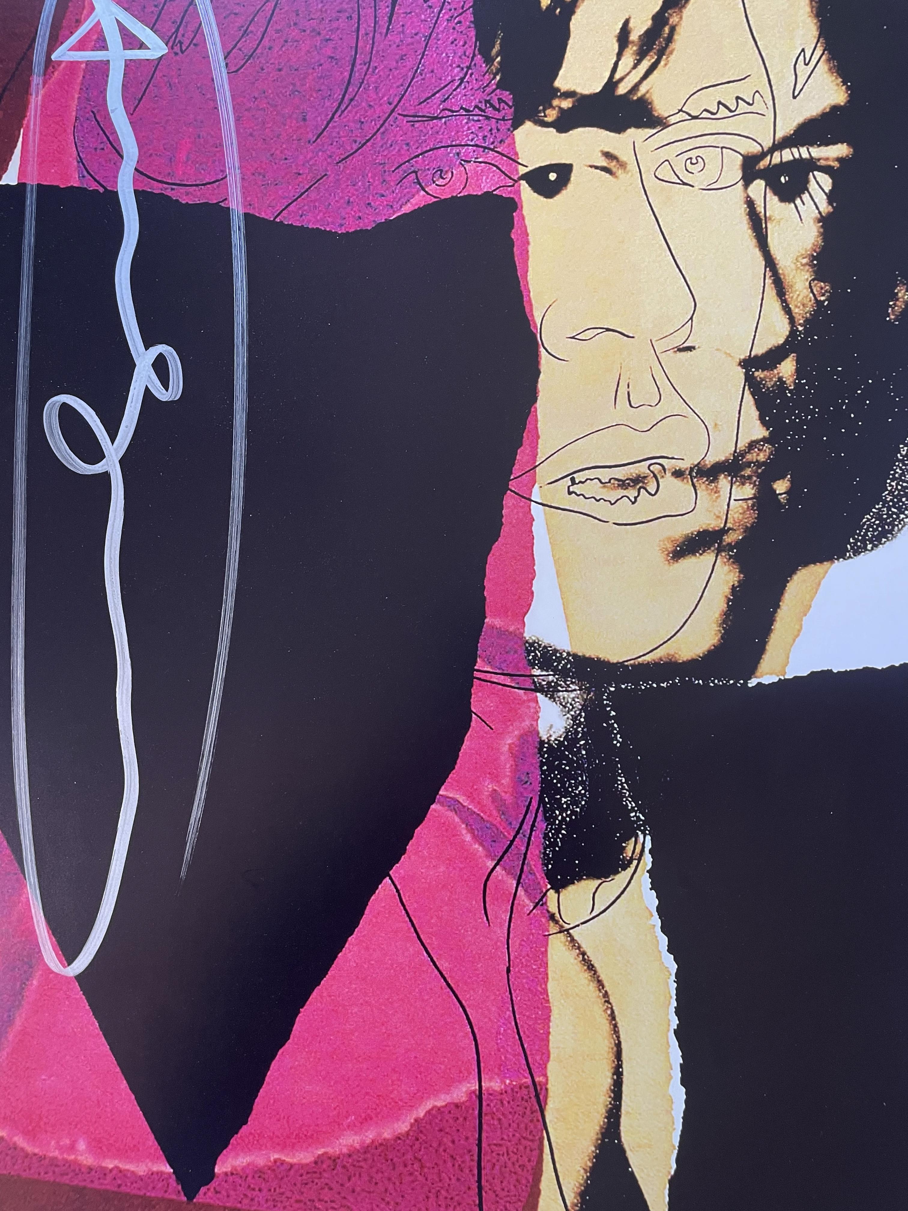Poster da serigrafia originale 
Poster after an original silkscreen 
cm 92 x 60

Firma sul fronte: Andy Warhol e Mick Jagger 
Signed on the front: Andy Warhol and Mick Jagger

Poster originale autorizzato dalla Andy Warhol Estate. Dall’originale,