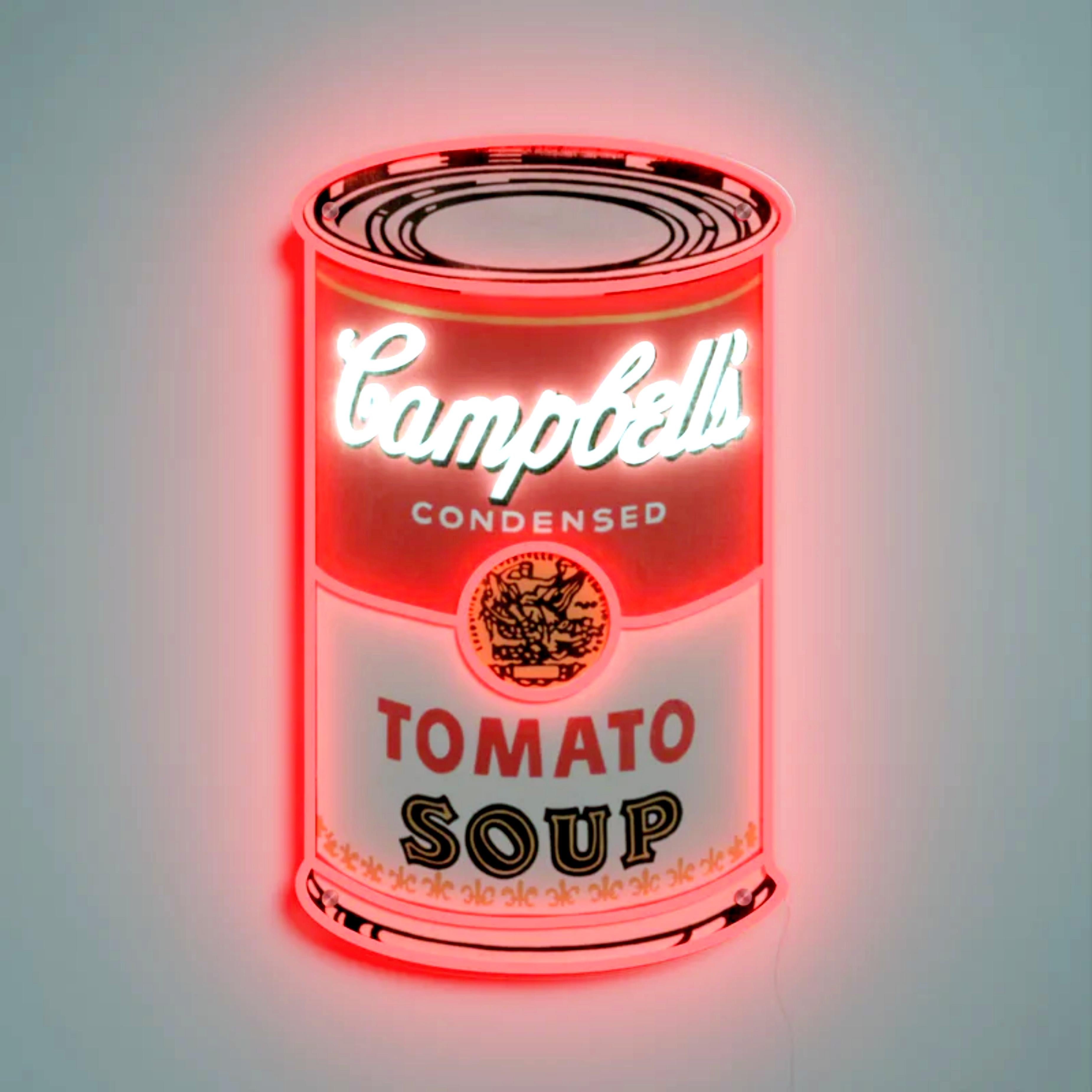 Gelbes neonfarbenes Campbell's Soup Can-Wandschild, limitierte Auflage 500 Stück  (Pop-Art), Art, von Andy Warhol