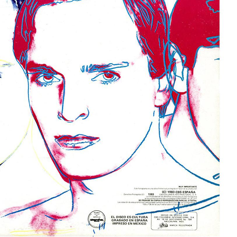 Andy Warhol Record Art:
1983 1st pressing, Miguel Bose, Mad In Spain Vinyl Album featuring Original Cover Art by Andy Warhol. Catalogue Raisonne: Paul Marechal: Andy Warhol, The Complete Commissioned Record Covers. 

Cover: Off-set print of Warhol's
