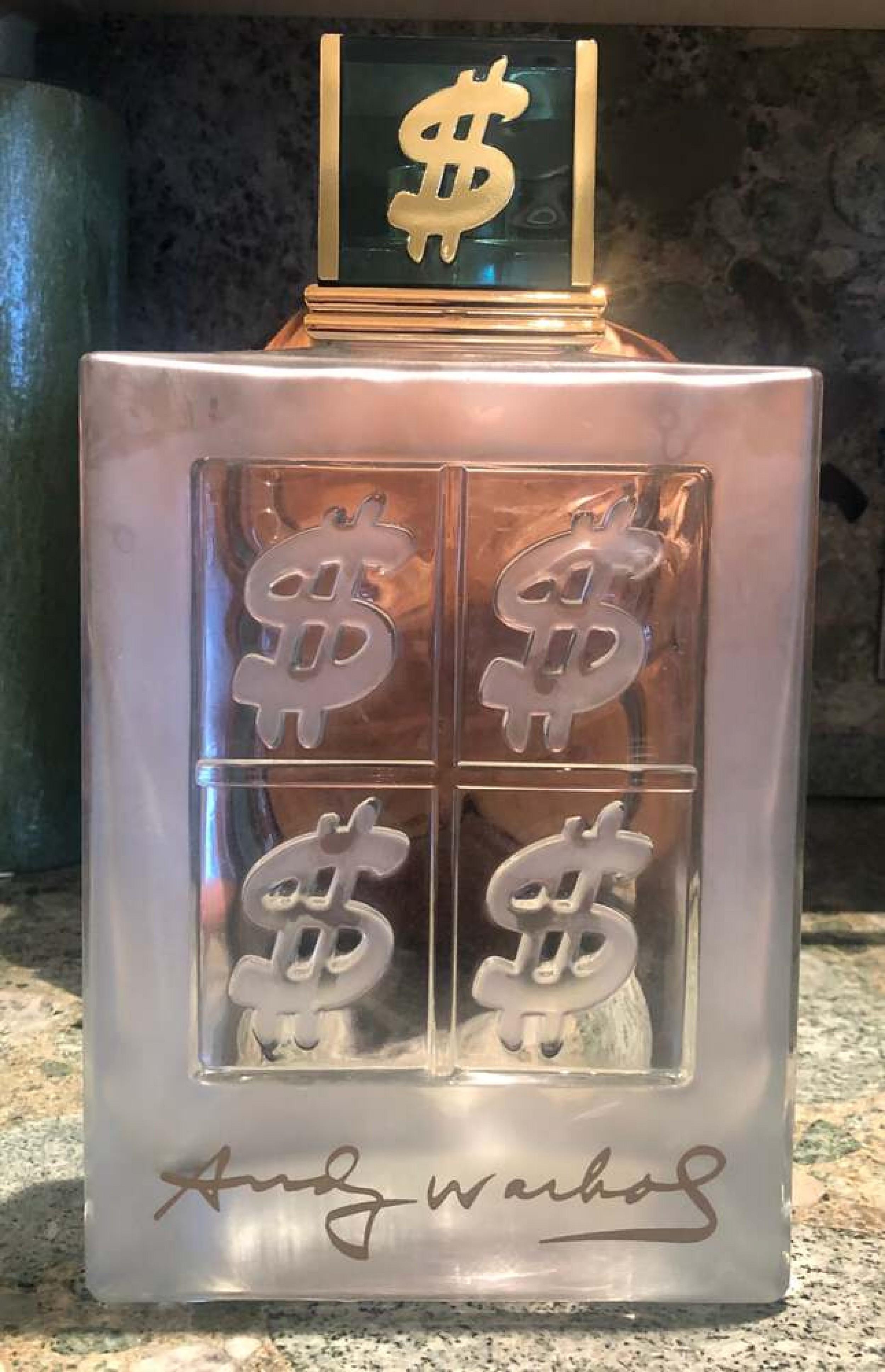 Mid-Century Modern Andy Warhol Modern Oversized Dollar Sign Design Glass Display Bottles For Sale