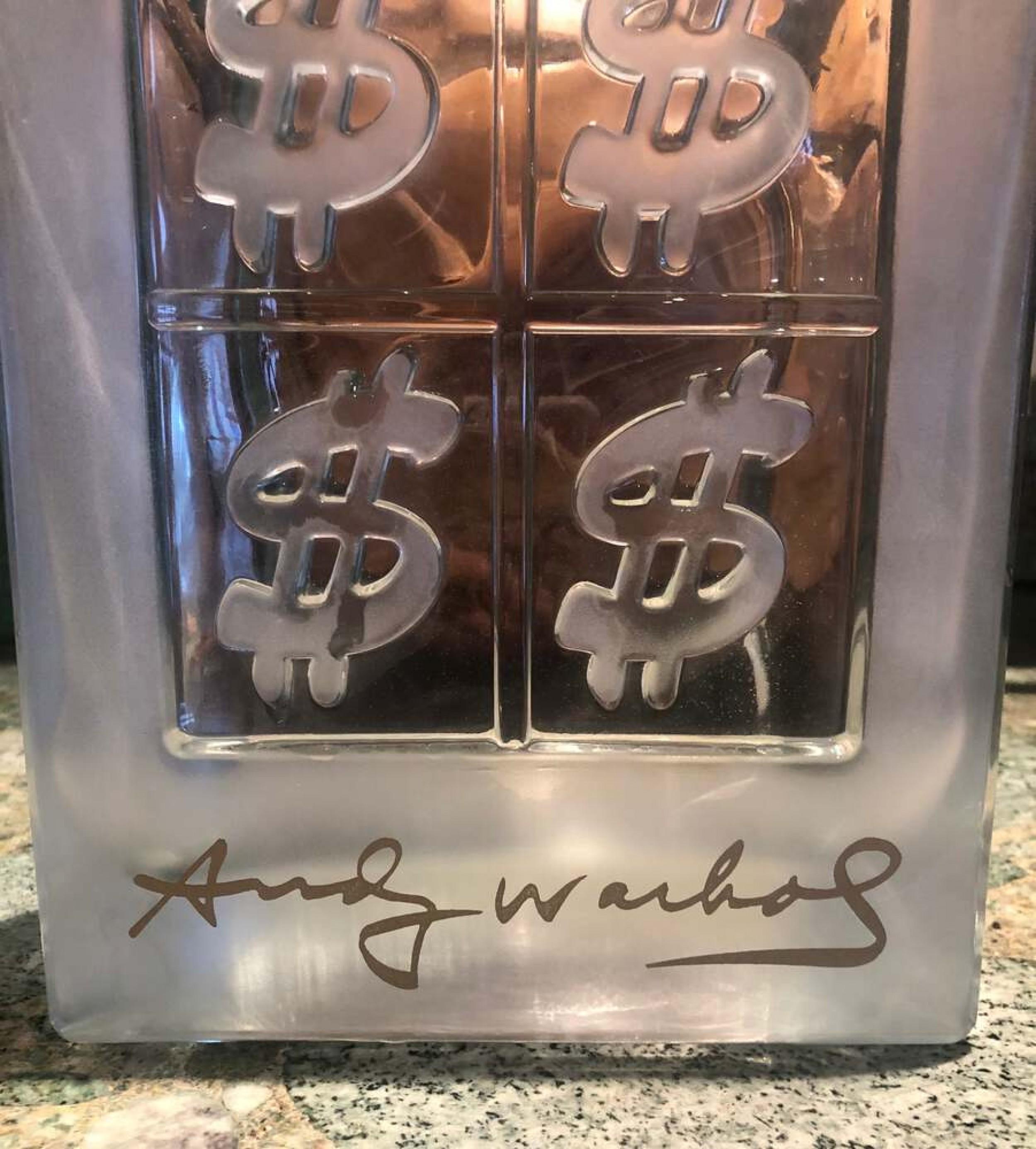 Andy Warhol Modern Oversized Dollar Sign Design Glass Display Bottles In Good Condition For Sale In New York, NY
