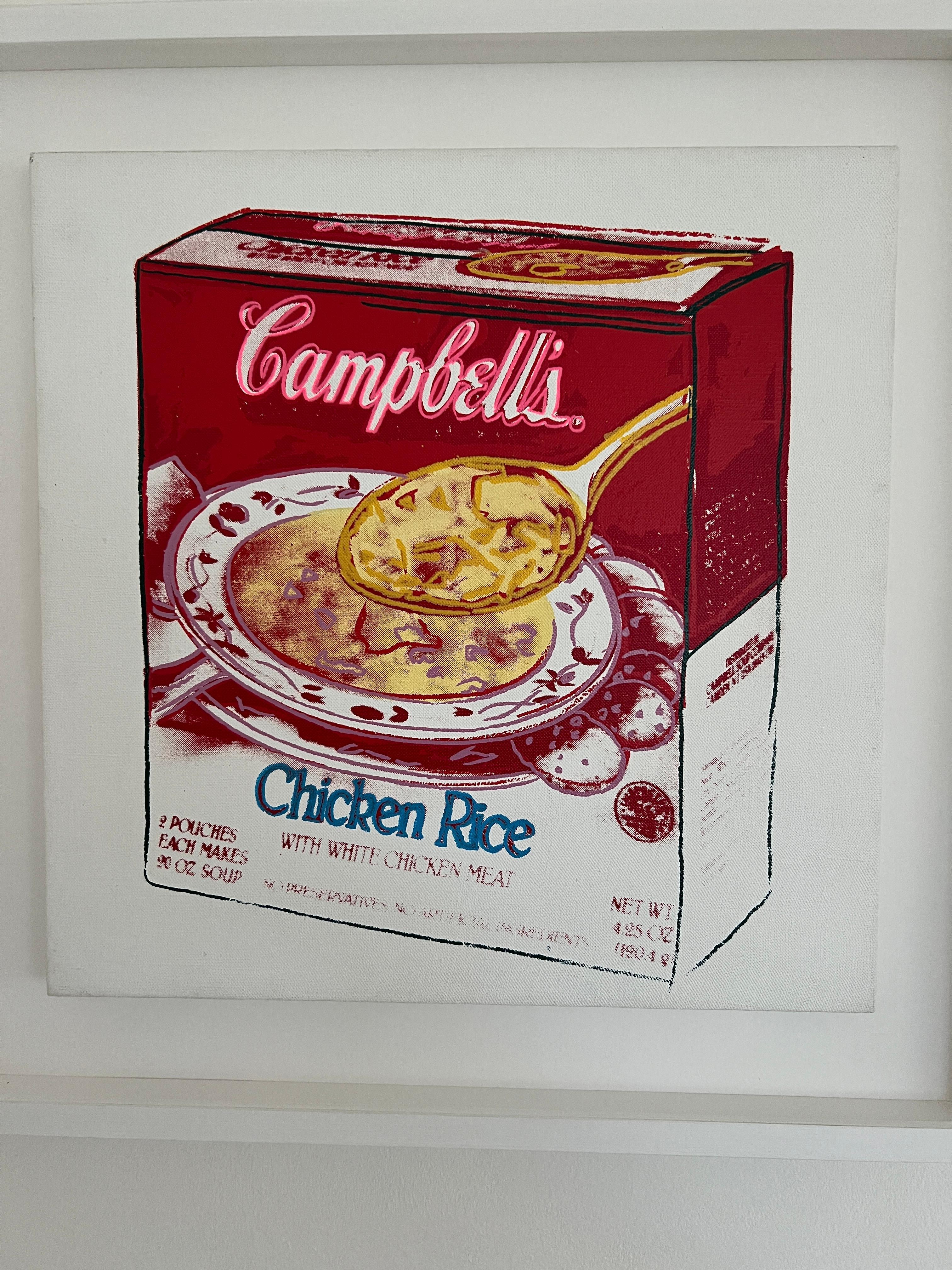 Scatola di zuppa di pollo e riso Campbell's - Painting Pop Art di Andy Warhol