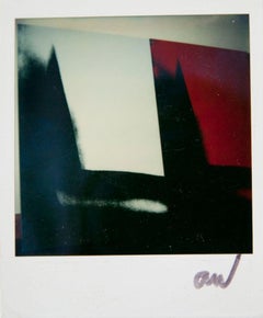 Retro Polaroid Photograph of Black, Red and White Abstract