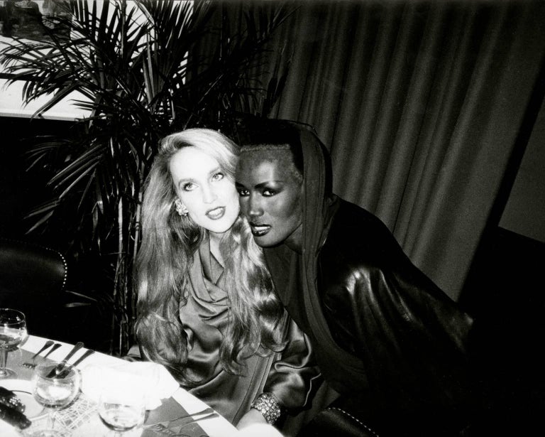 Andy Warhol Black and White Photograph - Jerry Hall and Grace Jones