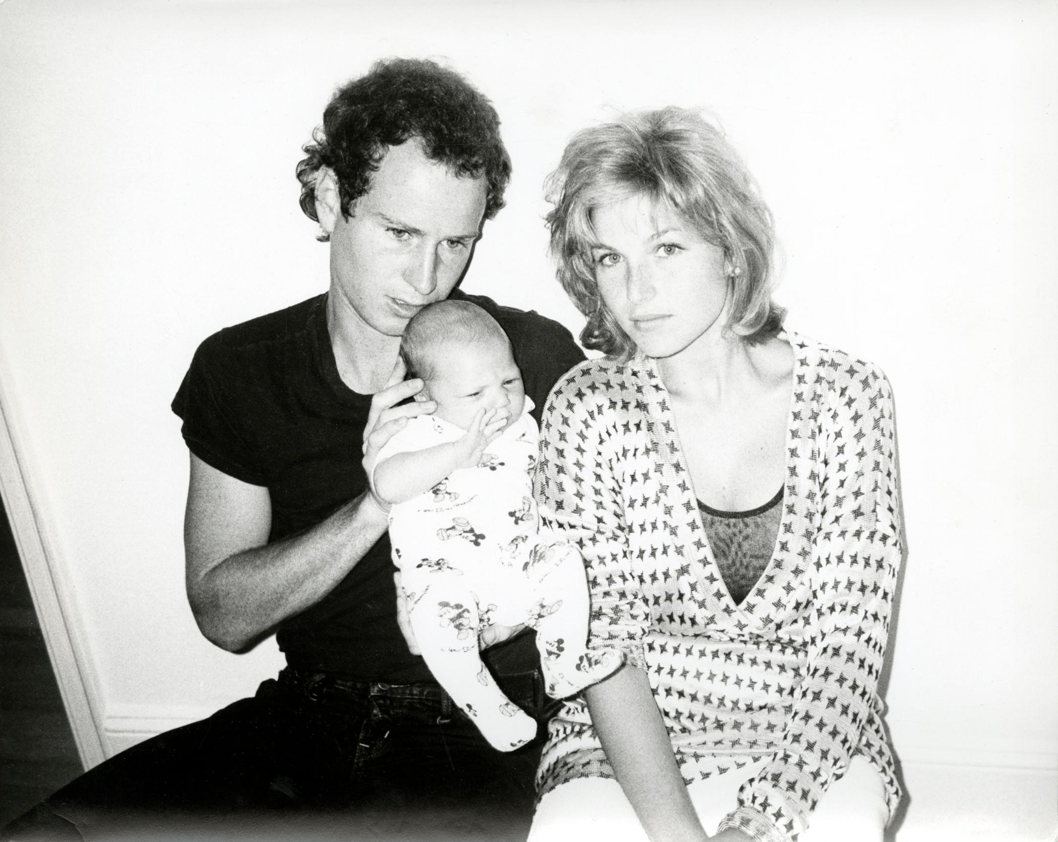 Andy Warhol Black and White Photograph - John McEnroe, Tatum O'Neal and baby Kevin