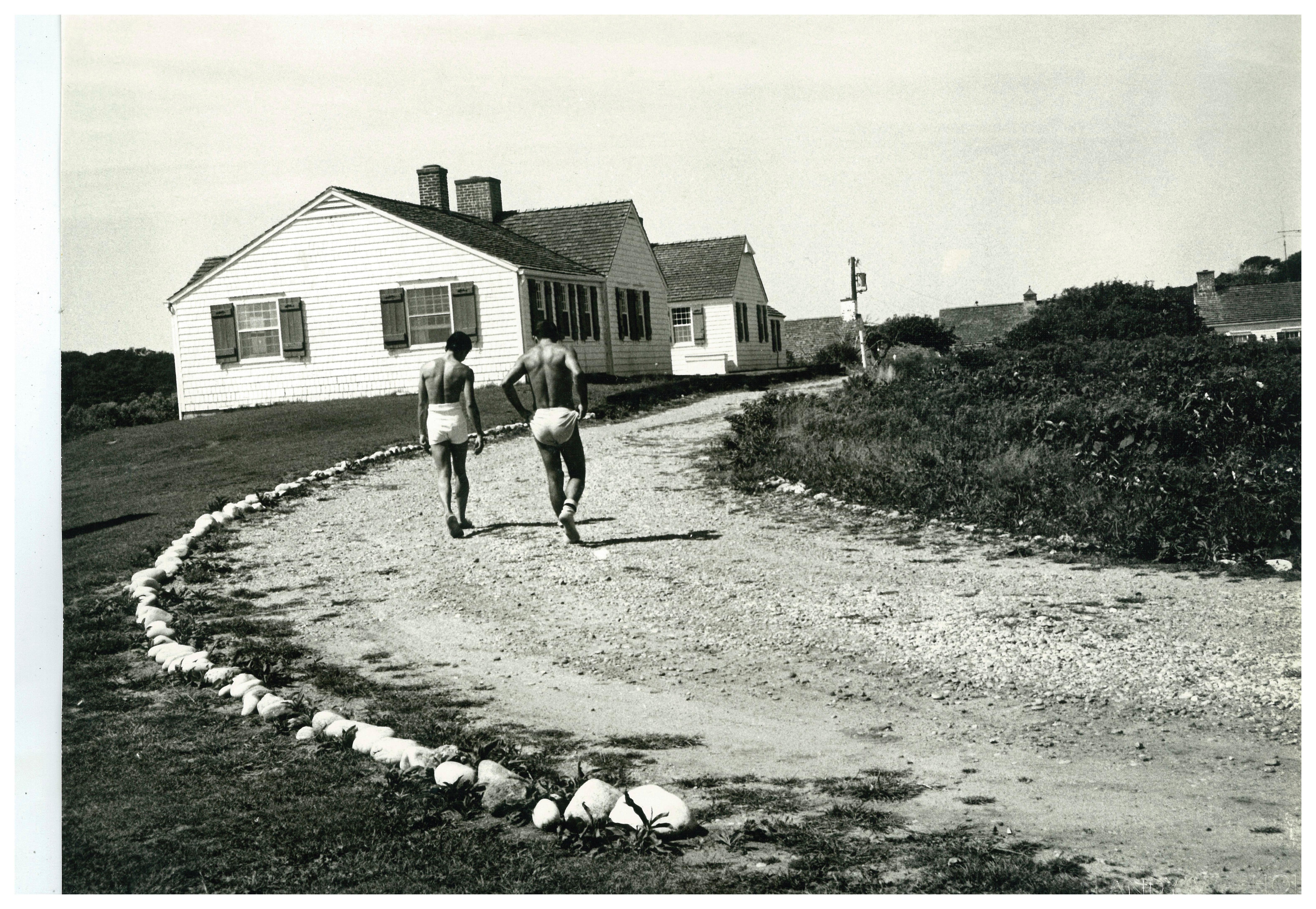 Andy Warhol Black and White Photograph - Photograph of Montauk Estate with Two Unidentified Men