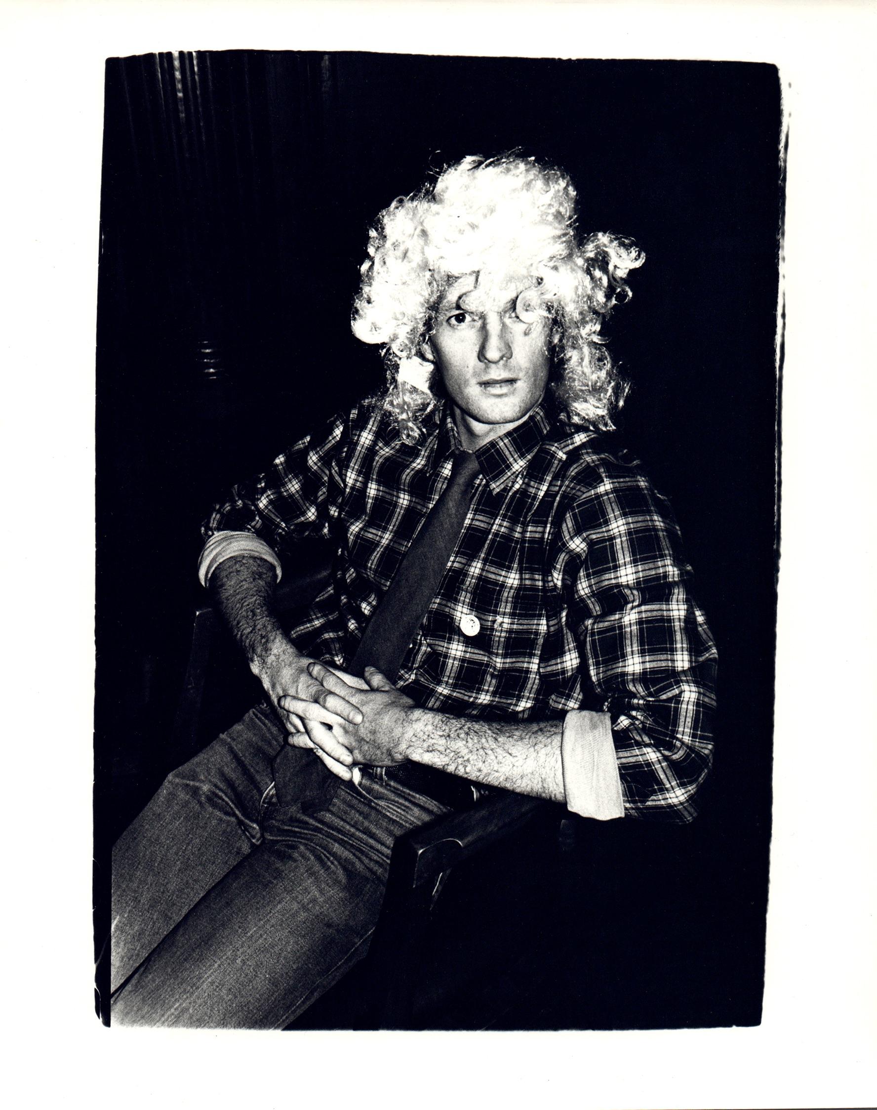 Andy Warhol Portrait Photograph - Unidentified Man Wearing a Wig, possibly Thomas Ammann