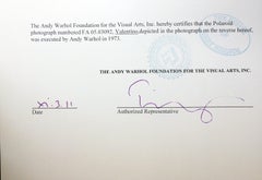 Andy Warhol, Photograph of Valentino (Garavani), 1973