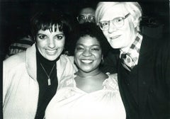 Photograph of Andy Warhol with Liza Minnelli and Nell Carter